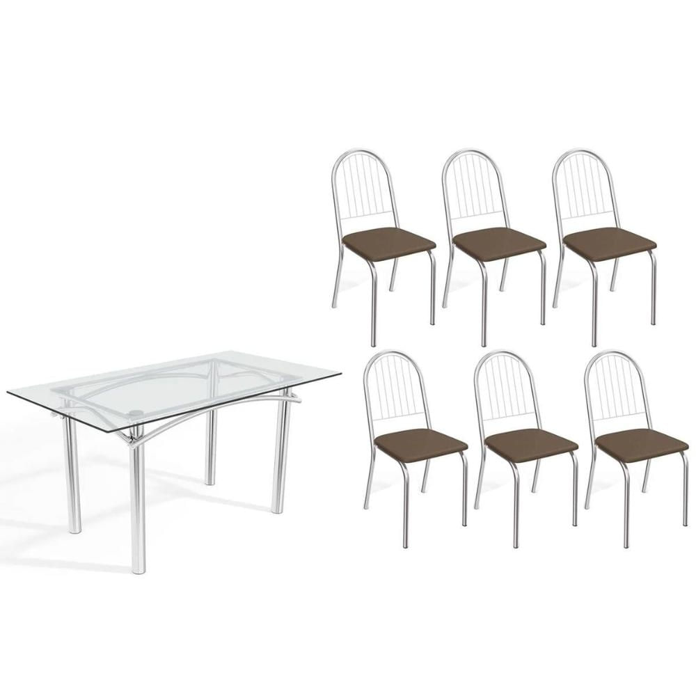 Mesa Jantar Elba 150 + 6 Cad Noruega Cromado Kappesberg