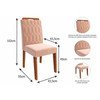 Mesa Sala Ester 180 + 6 Cad Paola Cinamomo/Bege Cimol