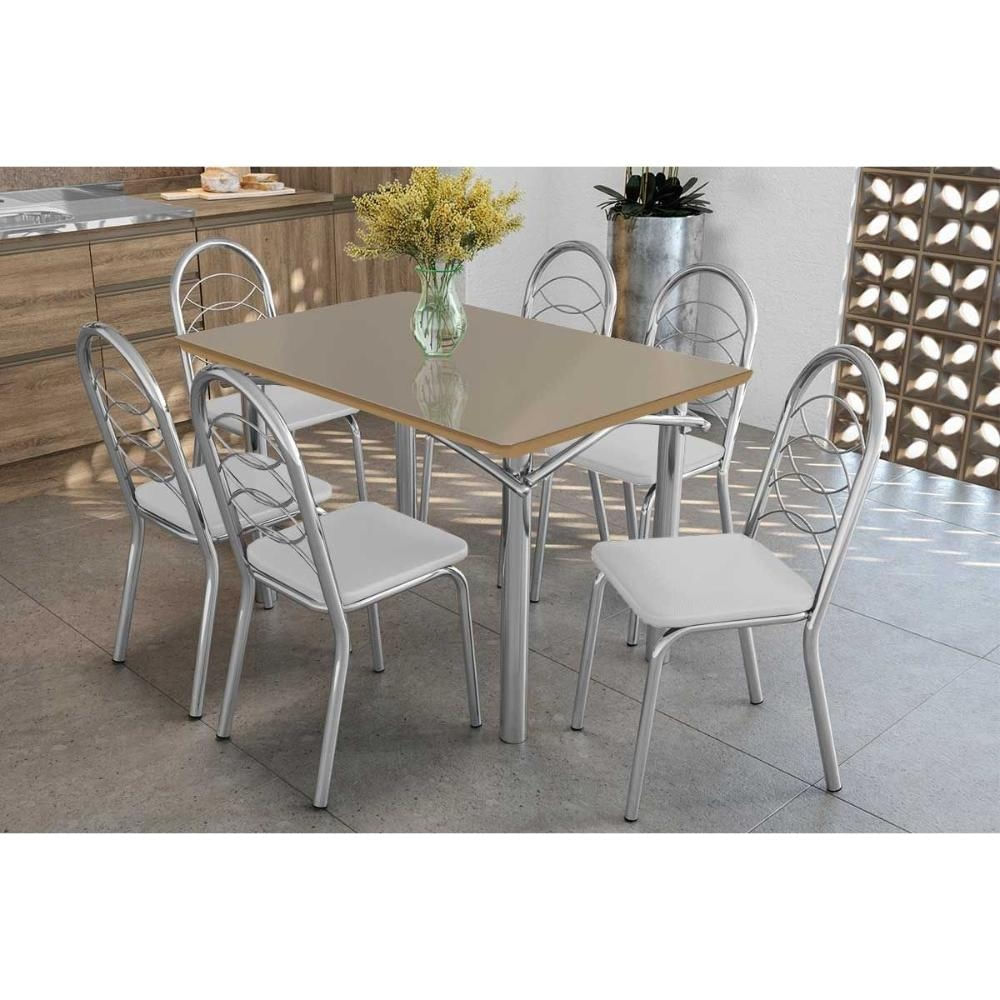 Mesa Sala Elba 120 + 6 Cad Holanda Cromado Kappesberg