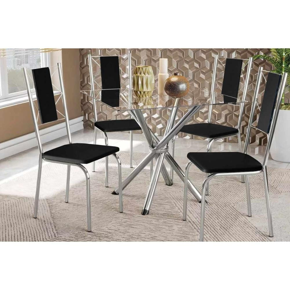 Mesa Sala Volga 90 + 4 Cad Lisboa Cromado Kappesberg