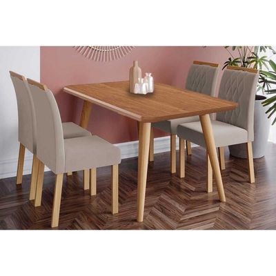 Mesa Cozinha Adele 130 + 4 Cad Juliana Cinamomo Cimol