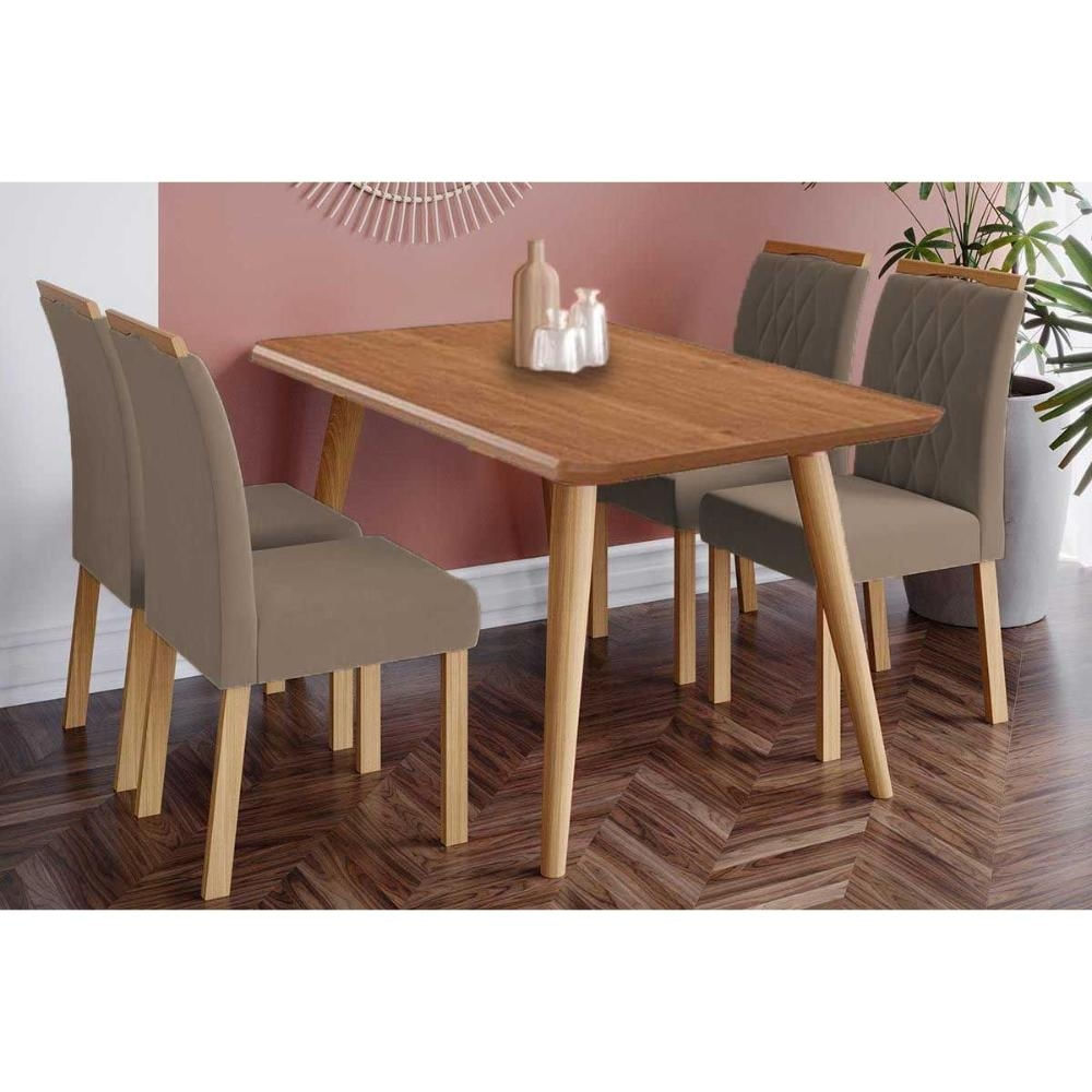Mesa Cozinha Adele 130 + 4 Cad Juliana Cinamomo Cimol