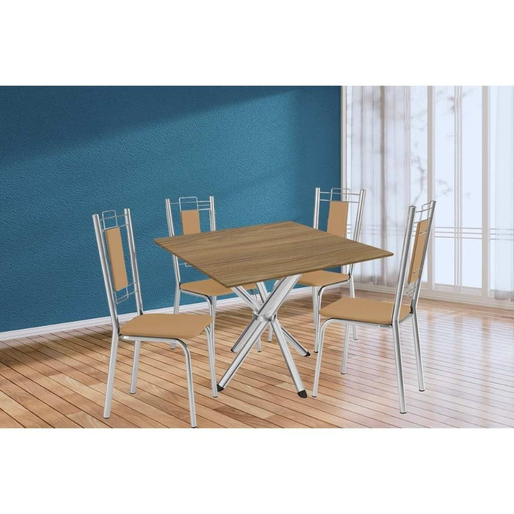 Mesa Sala Volga 90 + 4 Cad Florença Cromado Kappesberg