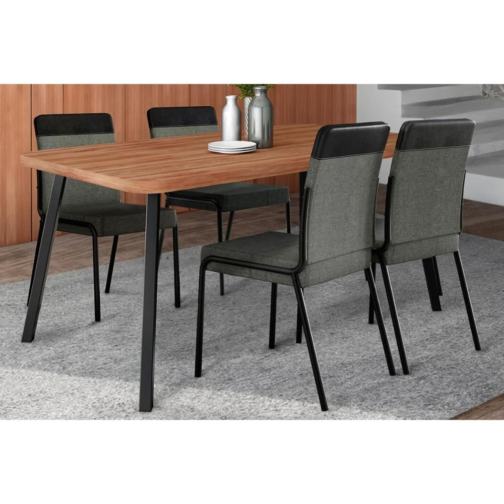 Mesa Cozinha Stellar 160 + 4 Cad Duo Preto Carraro