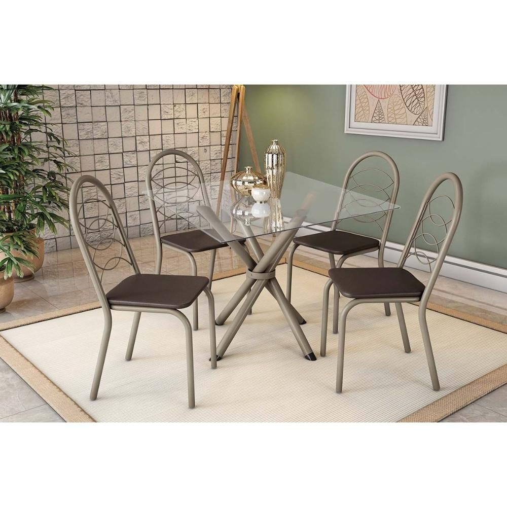 Mesa Sala Volga 90 + 4 Cad Holanda Niquel/Mar Kappesberg