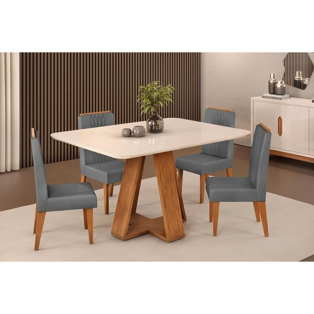 Mesa Cozinha Celeste 120 + 4 Cad Lia Freijo DJ Móveis