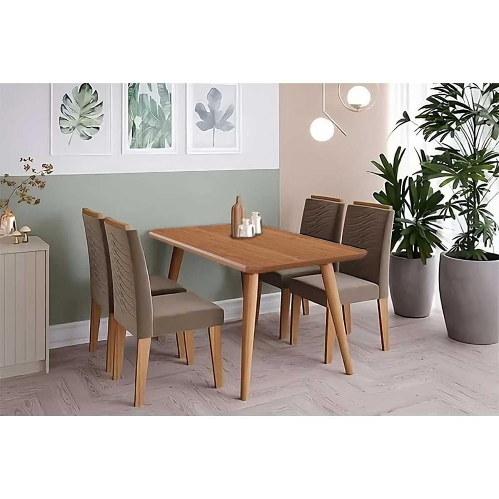 Mesa Cozinha Adele 130 + 4 Cad Clarice Cinamomo Cimol
