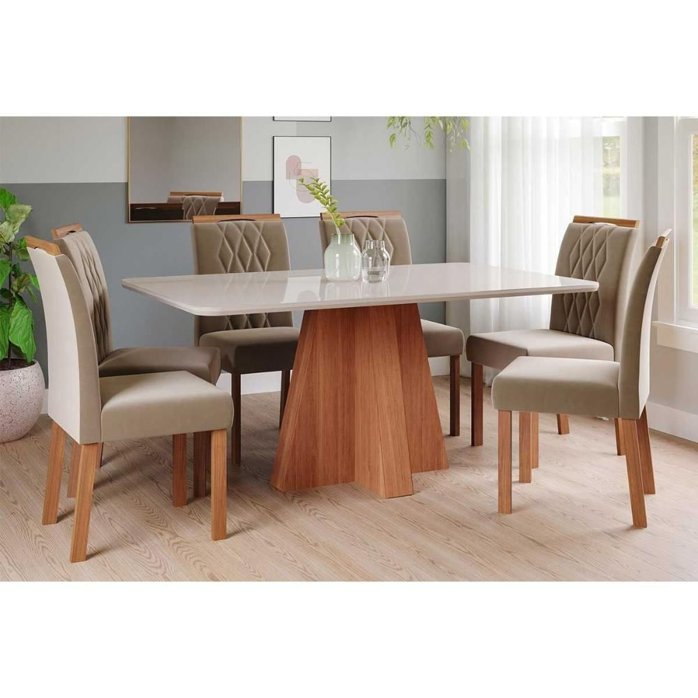 Mesa Cozinha Maitê 160 + 6 Cad Juliana Cinamomo Cimol