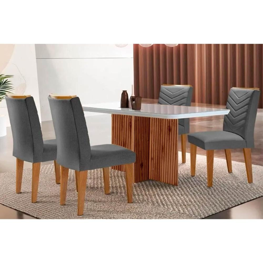 Mesa Cozinha Berlim + 4 Cad Londrina Imbu/Grafite Rufato