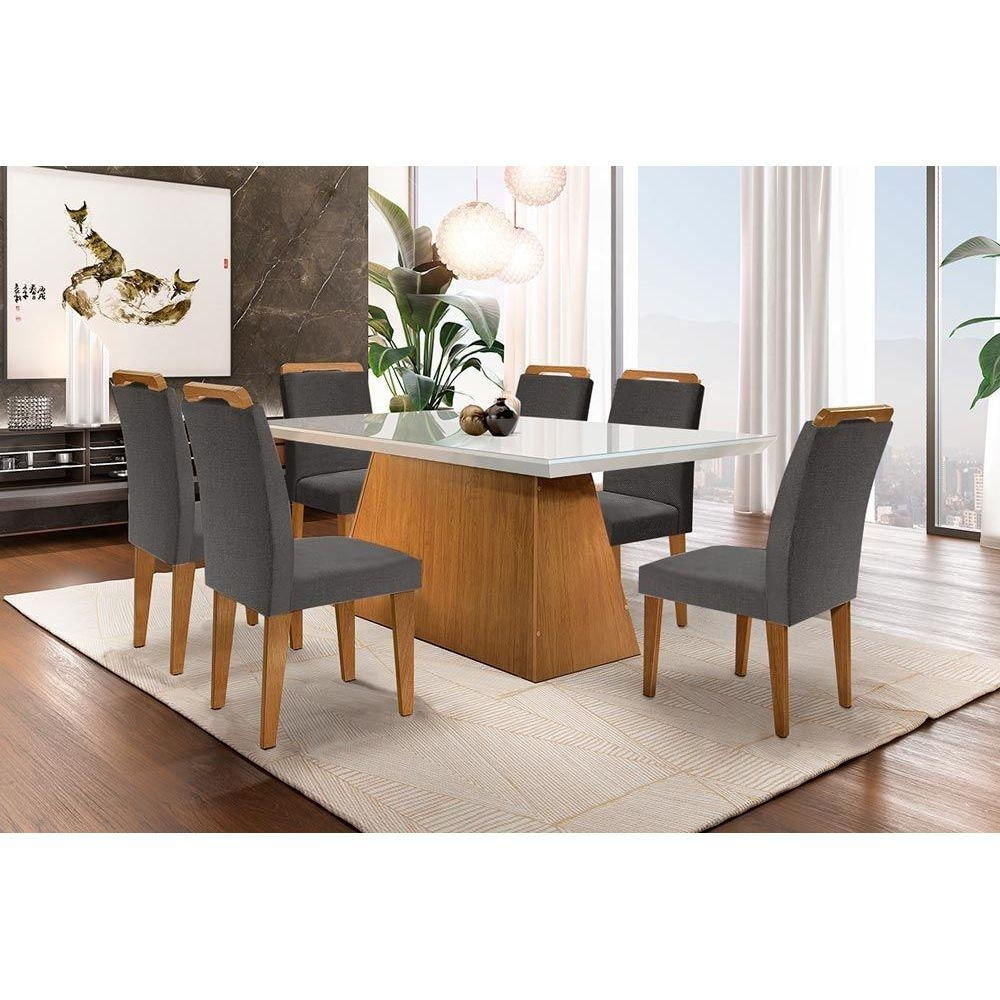 Sala Jantar Mesa Luna + 6 Cad Athenas Capuccino Rufato