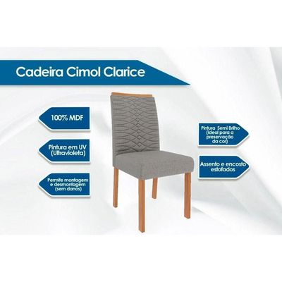 Mesa Cozinha Ágata 130 + 4 Cad Clarice Nature/Bege Cimol