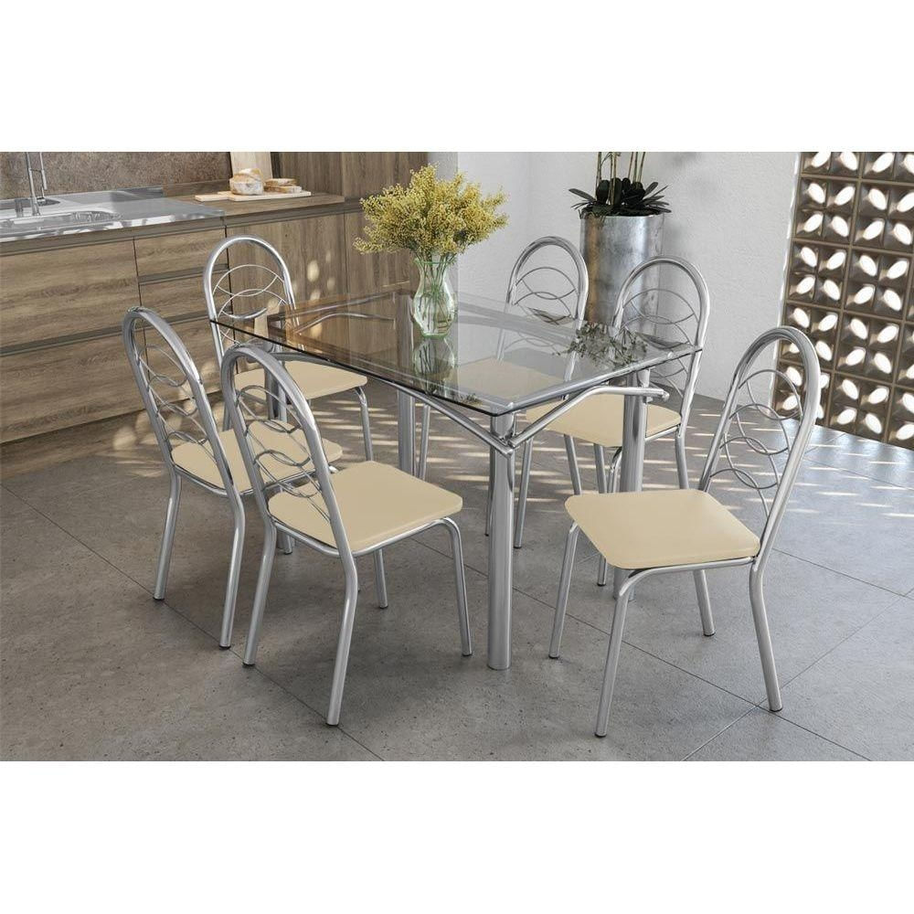 Mesa Sala Elba 120 + 6 Cad Holanda Cromado Kappesberg
