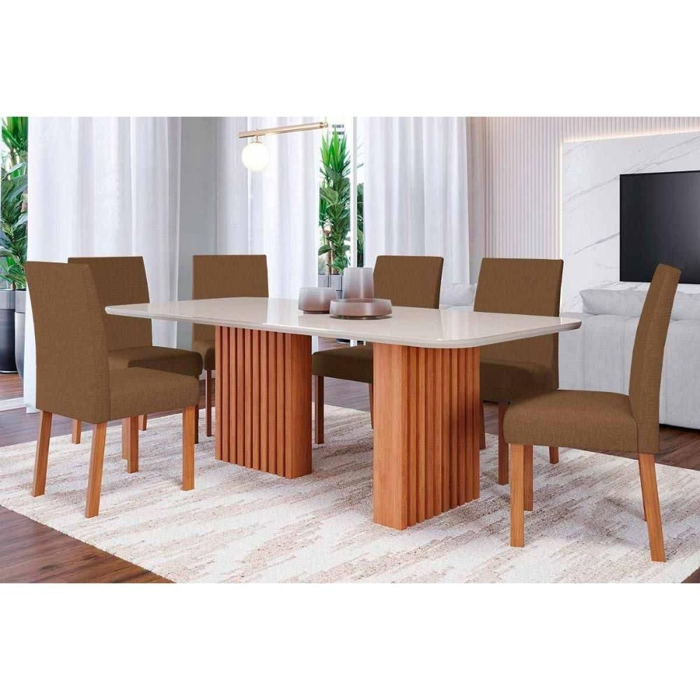 Mesa Cozinha Ester 180 + 6 Cad Maia Cinamomo Cimol