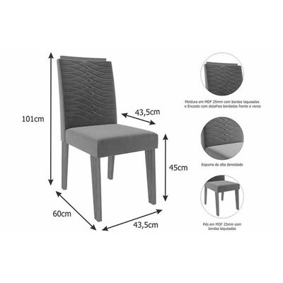 Mesa Sala Flora 95 + 4 Cad Clarice Cinamomo/Bege Cimol