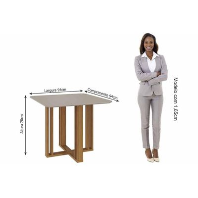 Mesa Sala Flora 95 + 4 Cad Clarice Cinamomo/Bege Cimol
