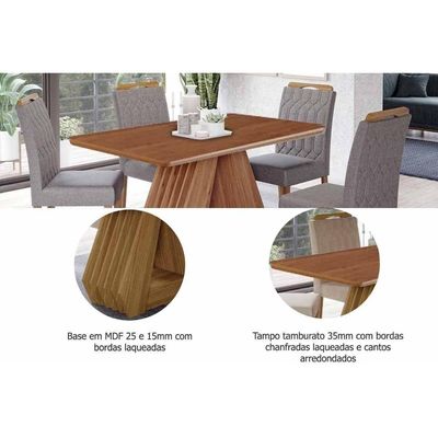 Mesa Cozinha Ágata 130 + 4 Cad Juliana Cinamomo/Bege Cimol