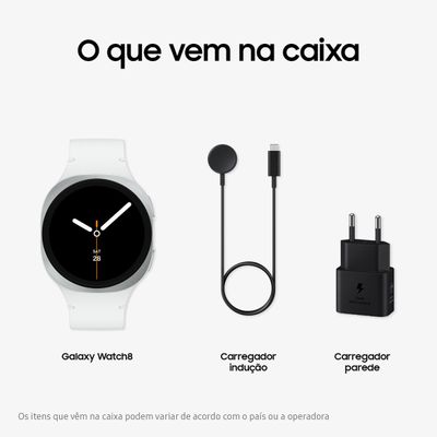 Smartwatch Samsung Galaxy Watch8 44mm LTE Tela Cristal Safira GPS Prata