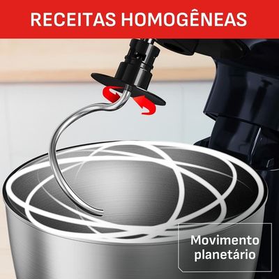 Batedeira Planetária Arno Bake Easy KM10 500W 3,5L 12 Velocidades Preto / 220