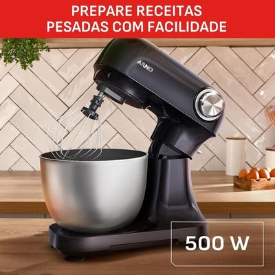 Batedeira Planetária Arno Bake Easy KM10 500W 3,5L 12 Velocidades Preto / 220