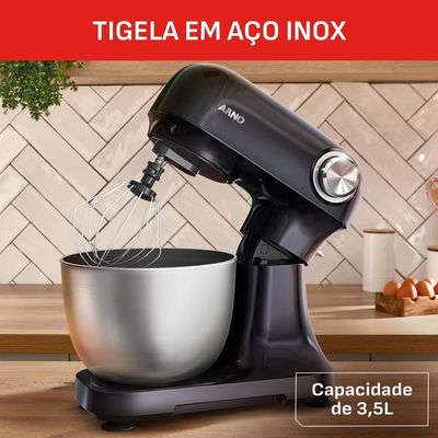 Batedeira Planetária Arno Bake Easy KM10 500W 3,5L 12 Velocidades Preto / 220