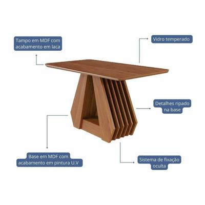 Mesa Cozinha Ágata 130 + 4 Cad Juliana Cinamomo/Bege Cimol