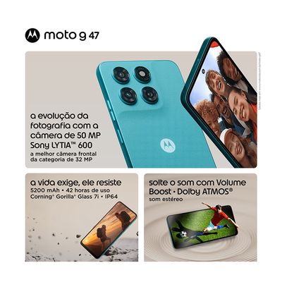 Smartphone Motorola Moto G47 6.7 256GB 5G Câmera Dupla 50MP Azul Náutico