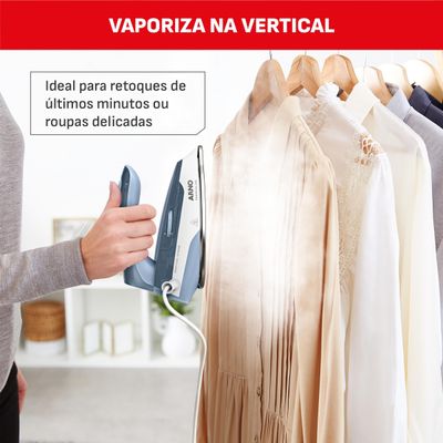 Ferro a Vapor de Viagem Arno Travelgliss Base em Aço Inox Azul e Branco Bivolt