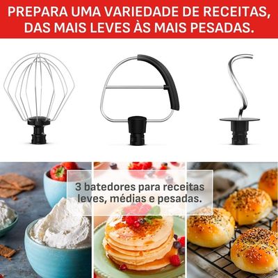 Batedeira Planetária Arno Bake Easy KM10 500W 3,5L 12 Velocidades Preto / 220