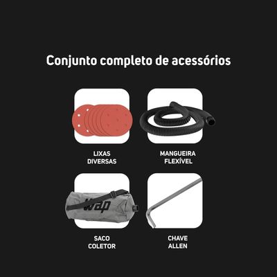 Lixadeira de Parede WAP WF LP01 1200W com LED Coletor de Pó e 5 Velocidades Cinza e Laranja 110