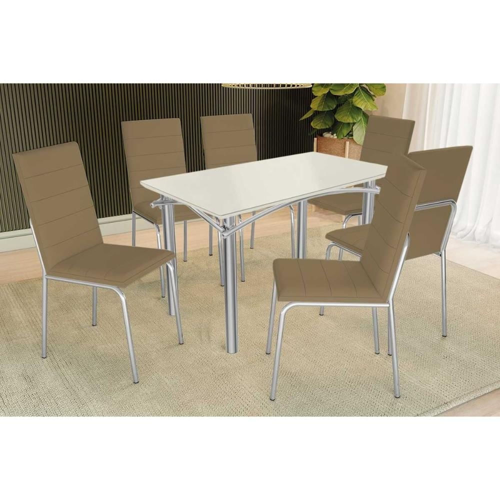 Mesa Sala Elba 120 + 6 Cad Amsterdã Cromado Kappesberg