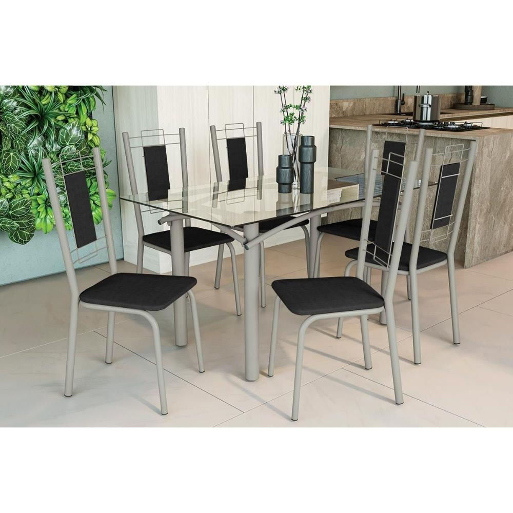 Mesa Sala Elba 150 + 6 Cad Florença Niquel/Pto Kappesberg