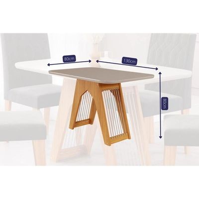 Mesa Sala Carol 130 + 4 Cad Juliana Nature/Capucci Cimol