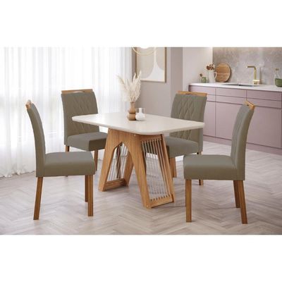 Mesa Sala Carol 130 + 4 Cad Juliana Nature/Capucci Cimol