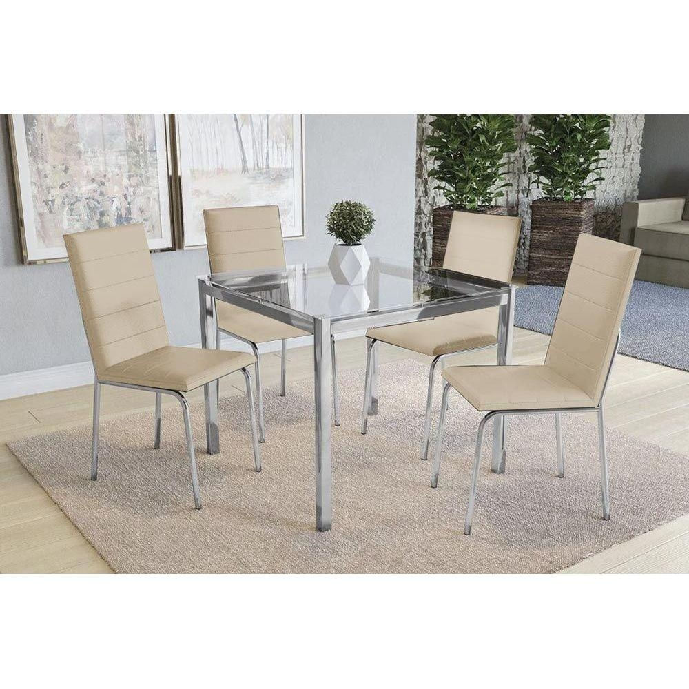 Mesa Sala Reno 90 + 4 Cad Amsterdã Cromado Kappesberg