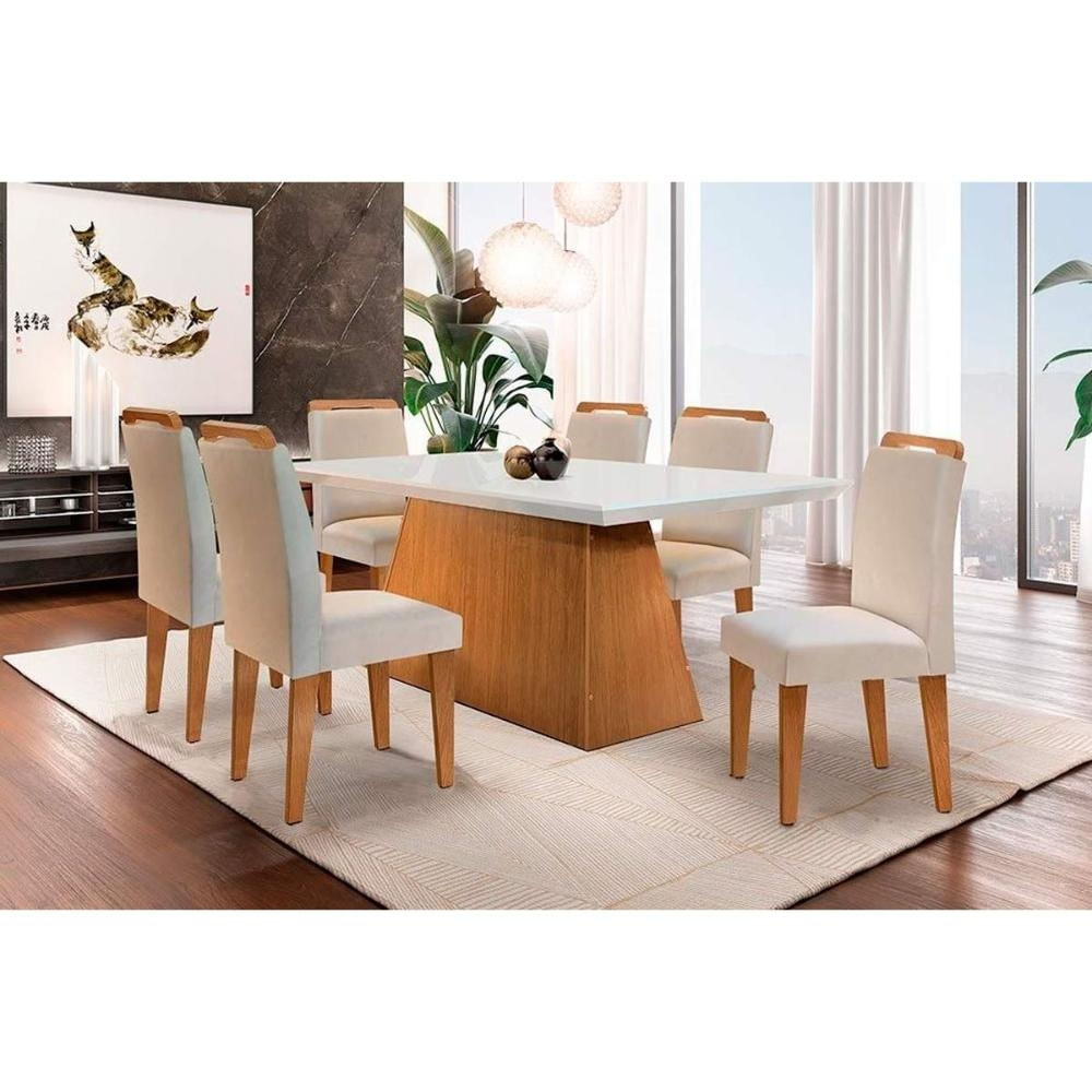 Mesa Sala Luna 180 + 6 Cad Athenas Capuccino Rufato