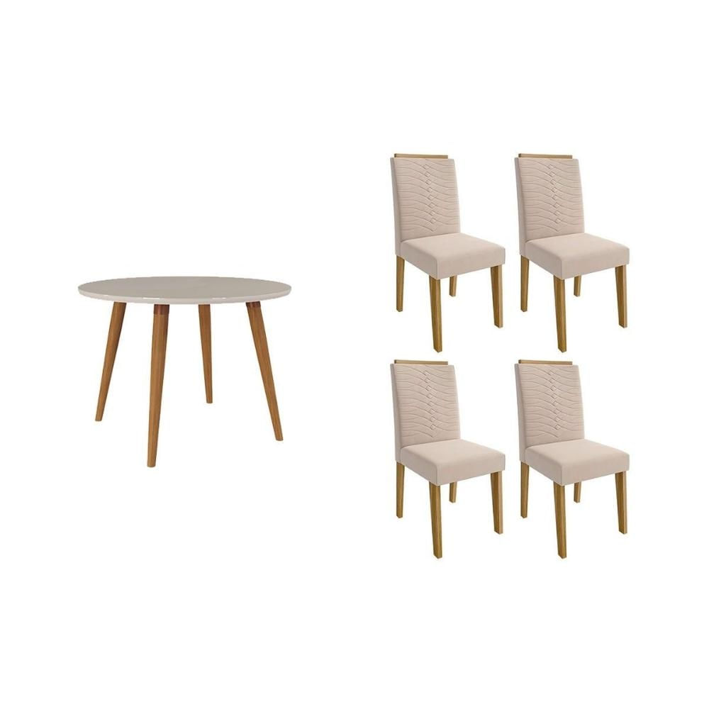 Mesa Cozinha Dani 109 + 4 Cad Clarice Nature/Bege Cimol