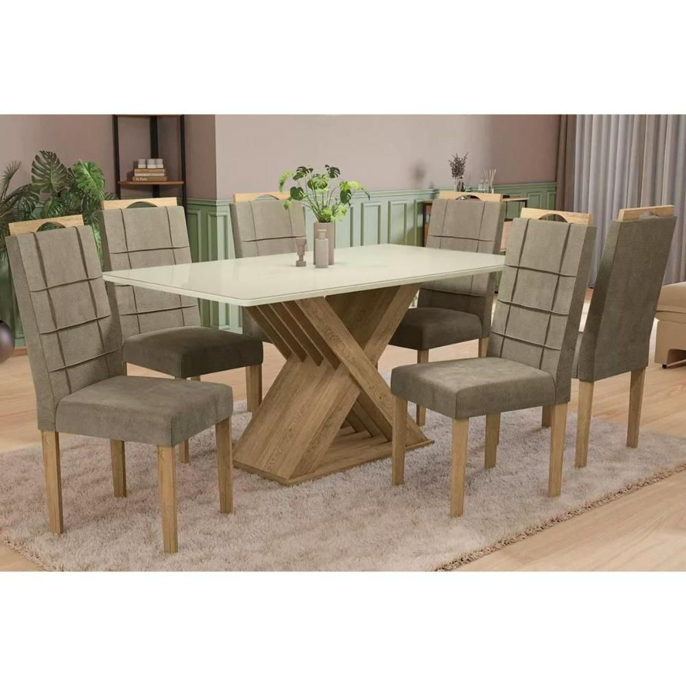 Mesa Sala Graviola 160 + 6 Cad 150 Freijó/Euca Kappesberg