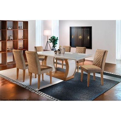 Sala Jantar Mesa Jade + 6 Cad Jade Capuccino Rufato