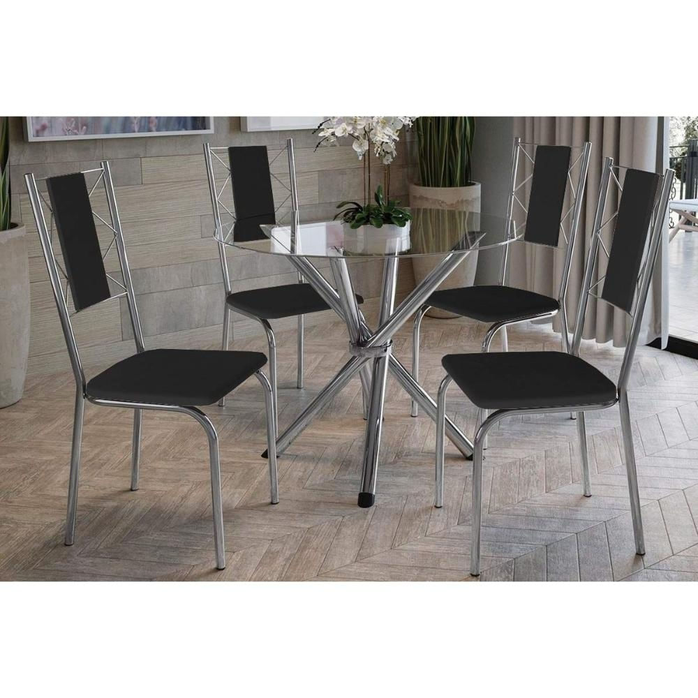 Mesa Sala Volga 95 + 4 Cad Lisboa Cromado Kappesberg