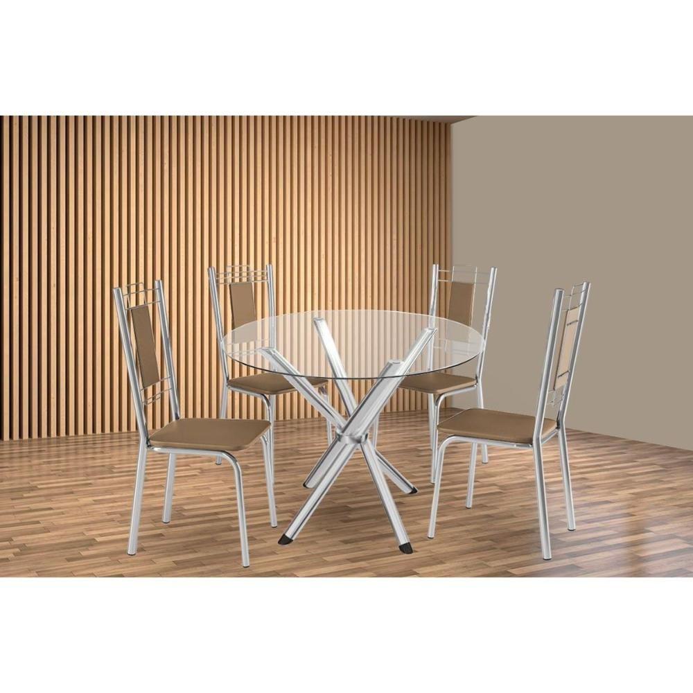 Mesa Jantar Volga 95 + 4 Cad Florença Cromado Kappesberg