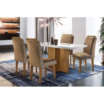 Mesa Cozinha Berlim 120 + 4 Cad Athenas Capuccino Rufato