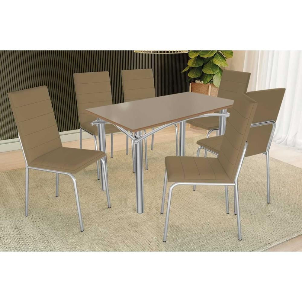 Mesa Sala Elba 120 + 6 Cad Amsterdã Cromado Kappesberg