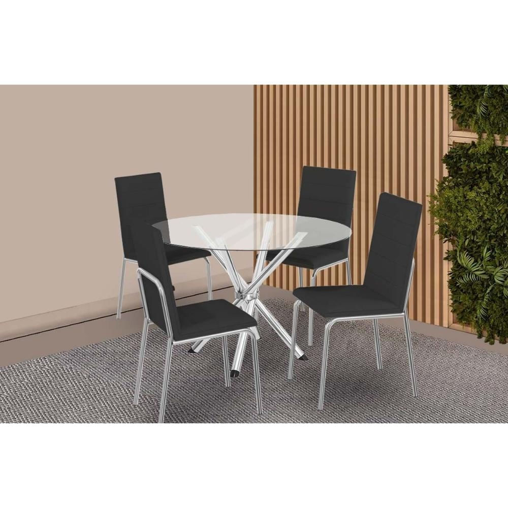 Mesa Sala Volga 95 + 4 Cad Amsterdã Cromado Kappesberg