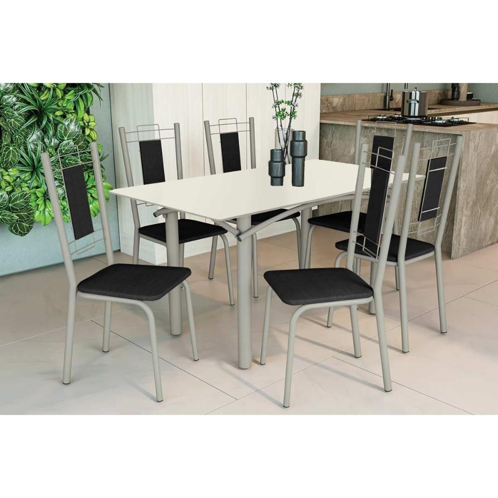 Mesa Sala Elba 160 + 6 Cad Florença Niquel/Pto Kappesberg