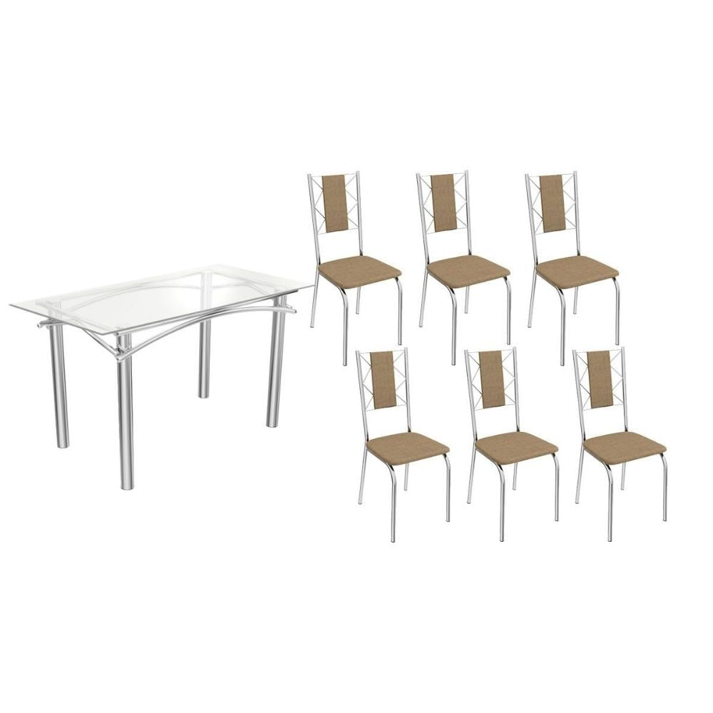 Mesa Sala Elba 150 + 6 Cad Lisboa Cromado Kappesberg