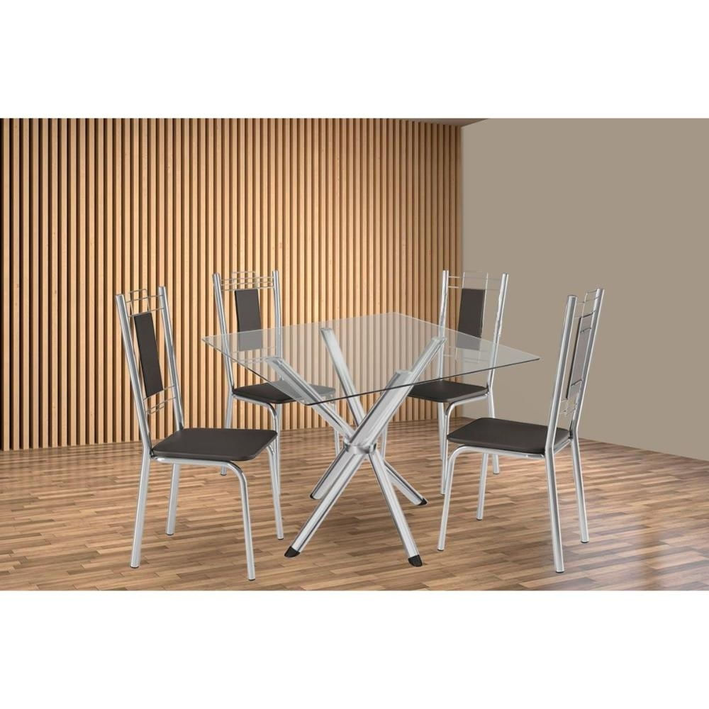 Mesa Sala Volga 90 + 4 Cad Florença Cromado Kappesberg