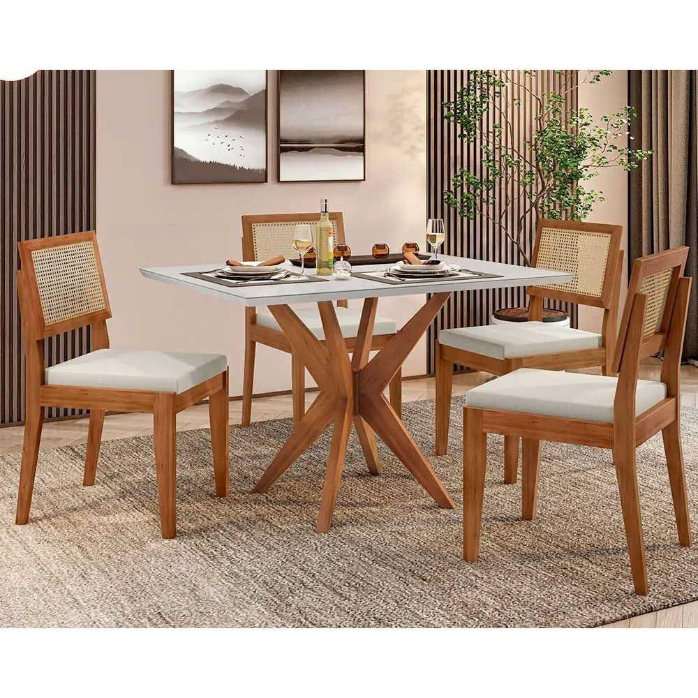 Mesa Cozinha Donna 120 + 4 Cad Rainha Mel Nesher