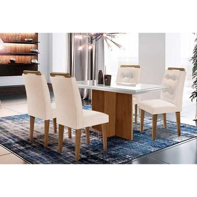 Mesa Cozinha Berlim 120 + 4 Cad Imperatriz Imbu/Creme Rufato