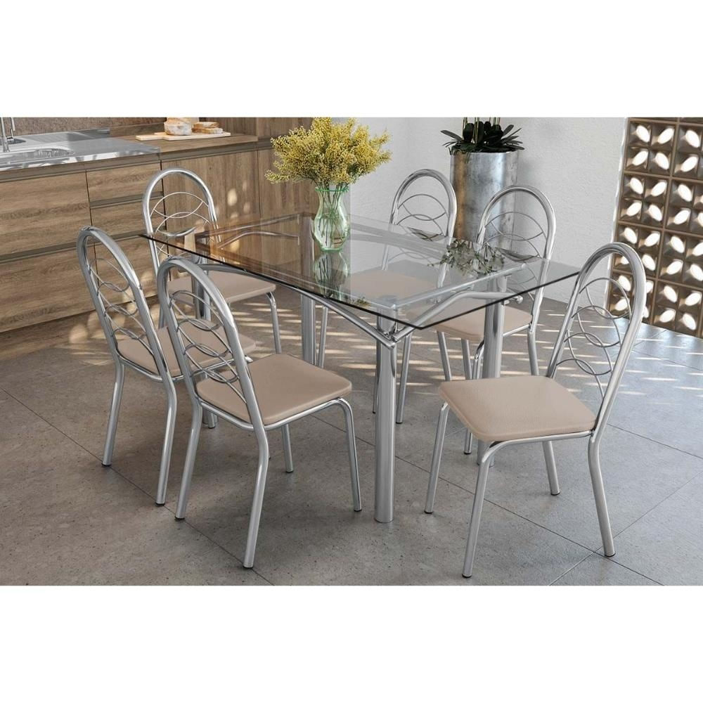 Mesa Sala Elba 150 + 6 Cad Holanda Cromado Kappesberg
