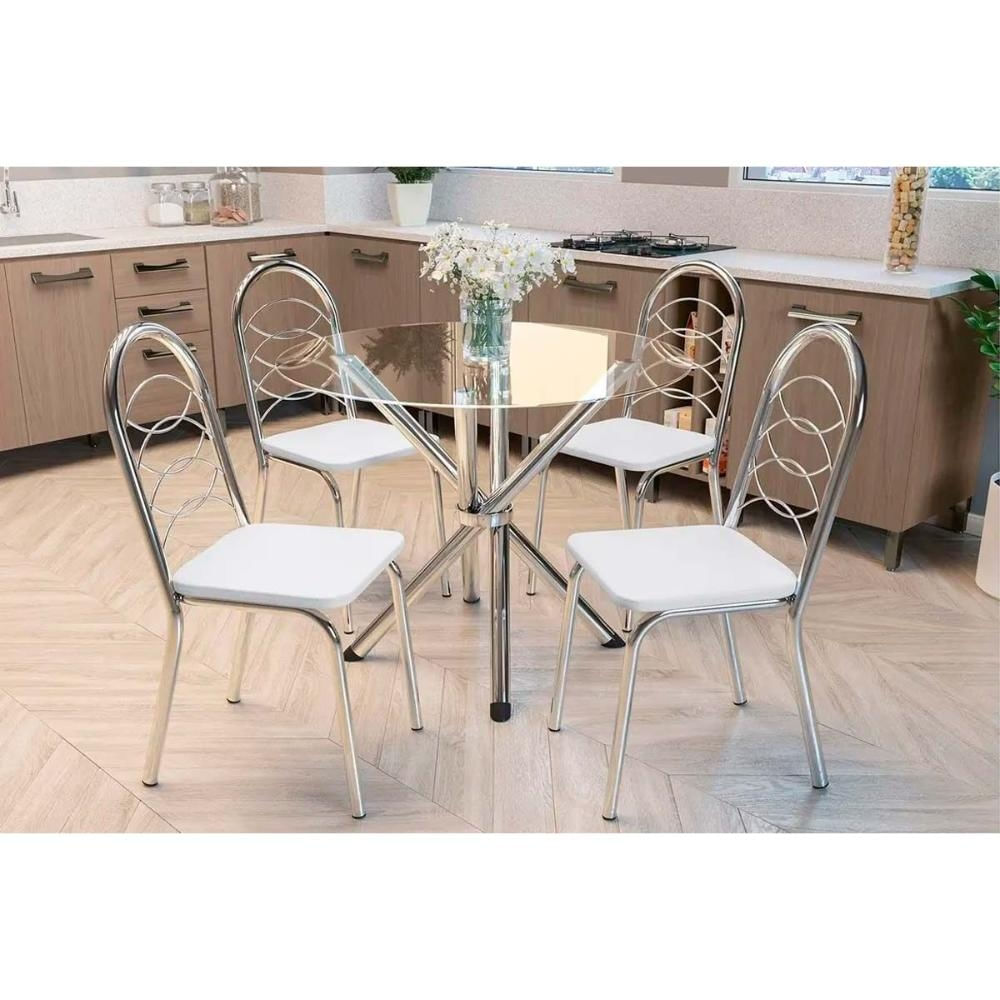 Mesa Sala Volga 95 + 4 Cad Holanda Cromado Kappesberg
